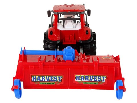 LEAN Toys Czerwony Ciągnik z Pługiem Napęd Frykcyjny
