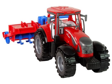 LEAN Toys Czerwony Ciągnik z Pługiem Napęd Frykcyjny