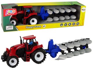 LEAN Toys Czerwony Traktor z Pługiem Farma