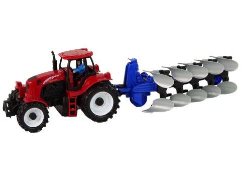 LEAN Toys Czerwony Traktor z Pługiem Farma