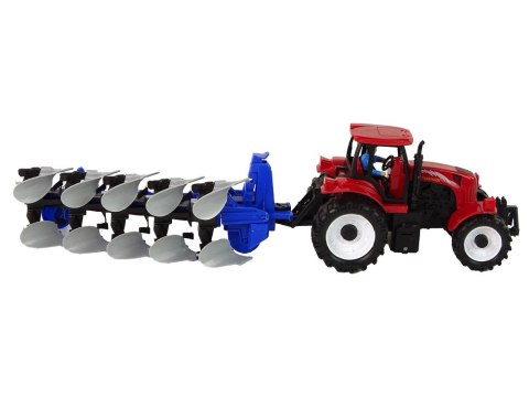 LEAN Toys Czerwony Traktor z Pługiem Farma