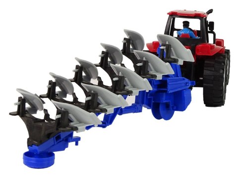 LEAN Toys Czerwony Traktor z Pługiem Farma