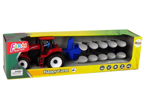 LEAN Toys Czerwony Traktor z Pługiem Farma