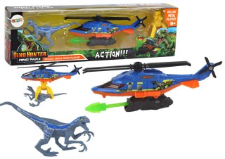 LEAN Toys Helikopter Śmigłowiec Park Dinozaurów Zestaw Niebieski Dino Park