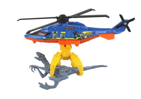 LEAN Toys Helikopter Śmigłowiec Park Dinozaurów Zestaw Niebieski Dino Park