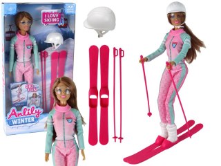 LEAN Toys Lalka Anlily Narciarka Zestaw Narciarski Narty