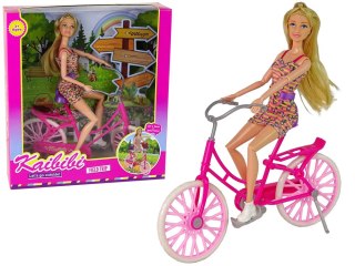 LEAN Toys Lalka na Rowerze Różowa