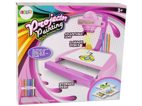 LEAN Toys Projektor Stolik do Rysowania Różowy Mazaki Szuflada
