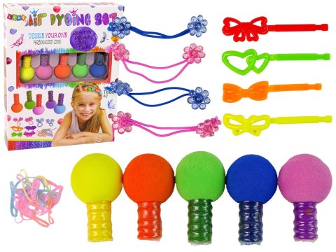 LEAN Toys Zestaw Do Farbowania Włosów Dla Dzieci 5 Farb Gumki