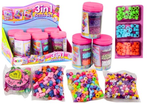 LEAN Toys Zestaw Koralików W Słoiku Do Tworzenia Biżuterii 3w1