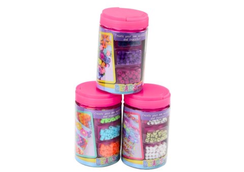LEAN Toys Zestaw Koralików W Słoiku Do Tworzenia Biżuterii 3w1