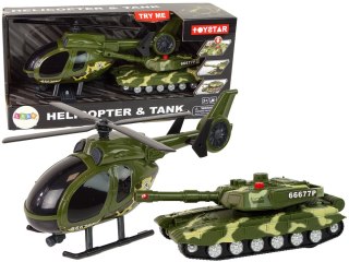 LEAN Toys Zestaw Militarny Czołg Napęd Frykcyjny Helikopter