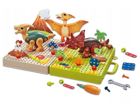 LEAN Toys Zestaw Plansza Klocki DIY Dinozaury Śrubokręt