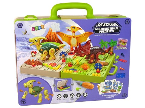 LEAN Toys Zestaw Plansza Klocki DIY Dinozaury Śrubokręt