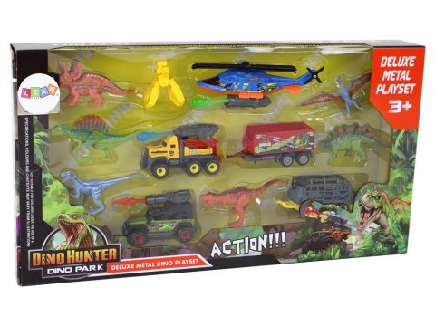 LEAN Toys Zestaw Pojazdów Helikopter Dinozaury 6 Sztuk Kolorowe