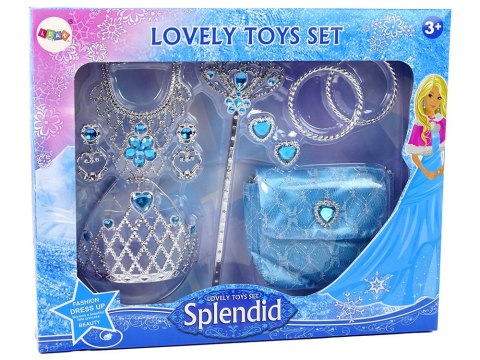 LEAN Toys Zestaw dla Małej Księżniczki Korona Bal Karnawałowy Niebieski Akcesoria