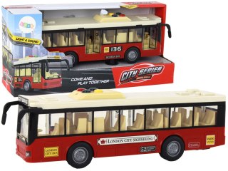 LEAN Toys Autobus Na Baterie Światła Dźwięki Czerwony Miejski 1:16