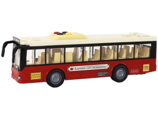 LEAN Toys Autobus Na Baterie Światła Dźwięki Czerwony Miejski 1:16