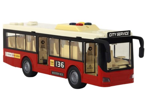 LEAN Toys Autobus Na Baterie Światła Dźwięki Czerwony Miejski 1:16