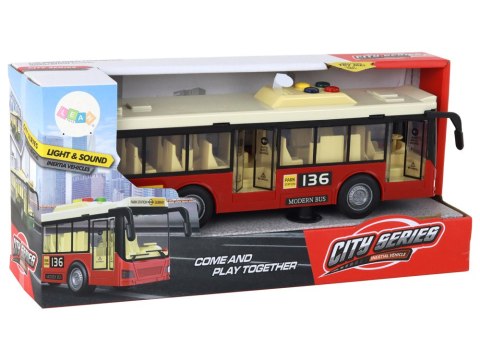 LEAN Toys Autobus Na Baterie Światła Dźwięki Czerwony Miejski 1:16