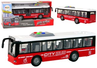 LEAN Toys Autobus Na Baterie Światła Dźwięki Napęd Frykcyjny Czerwony 1:16