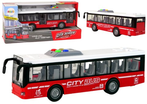 LEAN Toys Autobus Na Baterie Światła Dźwięki Napęd Frykcyjny Czerwony 1:16