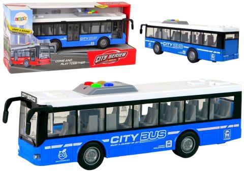 LEAN Toys Autobus Na Baterie Światła Dźwięki Napęd Frykcyjny Niebieski 1:16