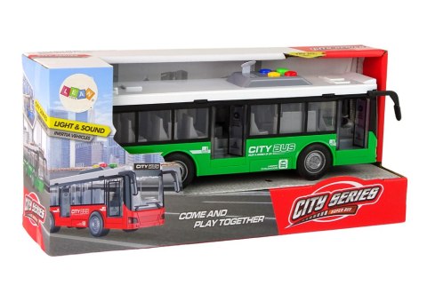 LEAN Toys Autobus Na Baterie Światła Dźwięki Napęd Frykcyjny Zielony 1:16