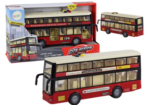LEAN Toys Autobus Piętrowy Miejski Światła Dźwięki Czerwony 1:16