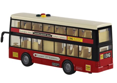 LEAN Toys Autobus Piętrowy Miejski Światła Dźwięki Czerwony 1:16