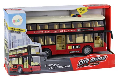 LEAN Toys Autobus Piętrowy Miejski Światła Dźwięki Czerwony 1:16