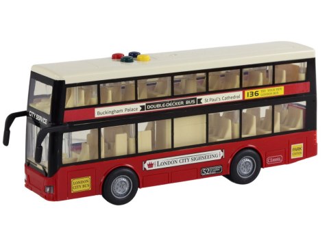 LEAN Toys Autobus Piętrowy Miejski Światła Dźwięki Czerwony 1:16