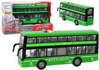 LEAN Toys Autobus Piętrowy Na Baterie Światła Dźwięki Napęd Frykcyjny Zielony 1:16