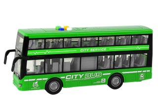 LEAN Toys Autobus Piętrowy Na Baterie Światła Dźwięki Napęd Frykcyjny Zielony 1:16
