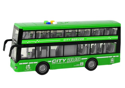 LEAN Toys Autobus Piętrowy Na Baterie Światła Dźwięki Napęd Frykcyjny Zielony 1:16