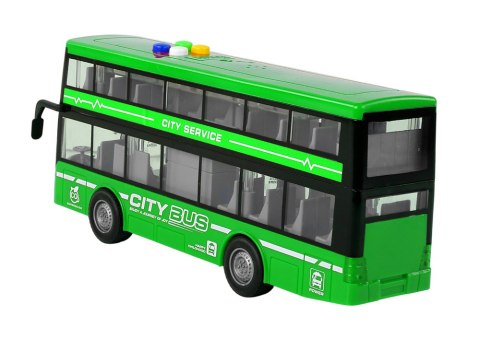 LEAN Toys Autobus Piętrowy Na Baterie Światła Dźwięki Napęd Frykcyjny Zielony 1:16