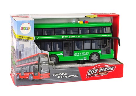 LEAN Toys Autobus Piętrowy Na Baterie Światła Dźwięki Napęd Frykcyjny Zielony 1:16