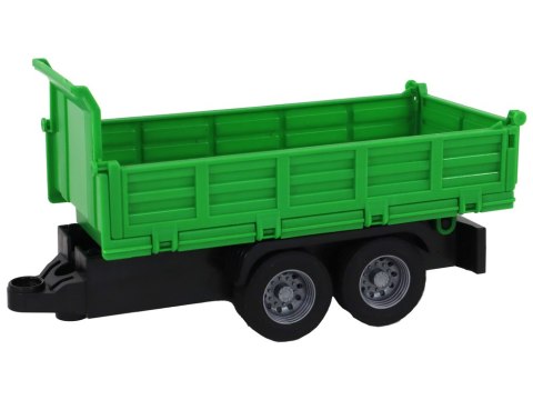 LEAN Toys Ciężarówka Z Dźwigiem Przyczepą Napęd Frykcyjny Dźwięki Zielona Drewno 1:16