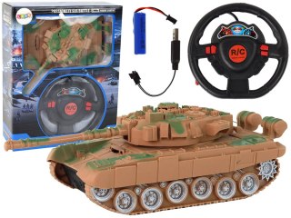 LEAN Toys Czołg R/C Zdalnie Sterowany Światła Dźwięk Piaskowy 1:18 27MHz