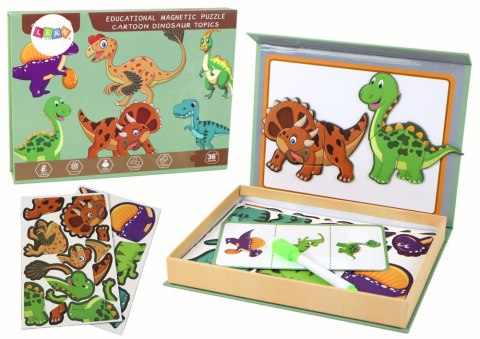 LEAN Toys Edukacyjny Zestaw Puzzli Magnetycznych Z Motywem Dinozaurów
