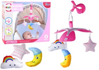 LEAN Toys Karuzela Łóżeczkowa Dla Dzieci Klips Niebo Różowa