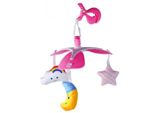 LEAN Toys Karuzela Łóżeczkowa Dla Dzieci Klips Niebo Różowa