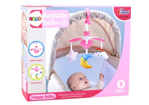 LEAN Toys Karuzela Łóżeczkowa Dla Dzieci Klips Niebo Różowa