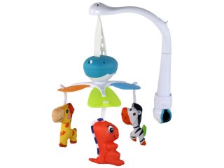 LEAN Toys Karuzela Łóżeczkowa Na Baterie Dźwięki Niebieska 3 Pluszaki
