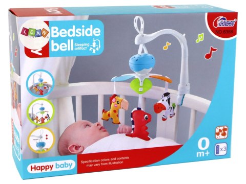 LEAN Toys Karuzela Łóżeczkowa Na Baterie Dźwięki Niebieska 3 Pluszaki