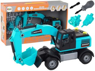 LEAN Toys Koparka Zestaw DIY Niebieska Pojazd Budowlany Wiertnica Chwytak