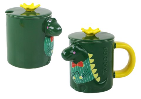 LEAN Toys Kubek Z Przykrywką Zielony Dinozaur 400 ml
