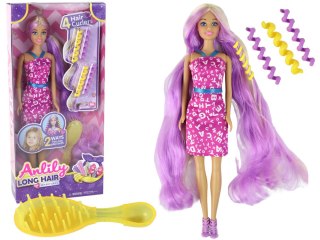 LEAN Toys Lalka Anlily Długie Fioletowe Włosy Zestaw