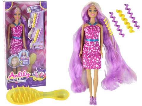 LEAN Toys Lalka Anlily Długie Fioletowe Włosy Zestaw