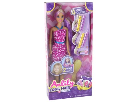 LEAN Toys Lalka Anlily Długie Fioletowe Włosy Zestaw